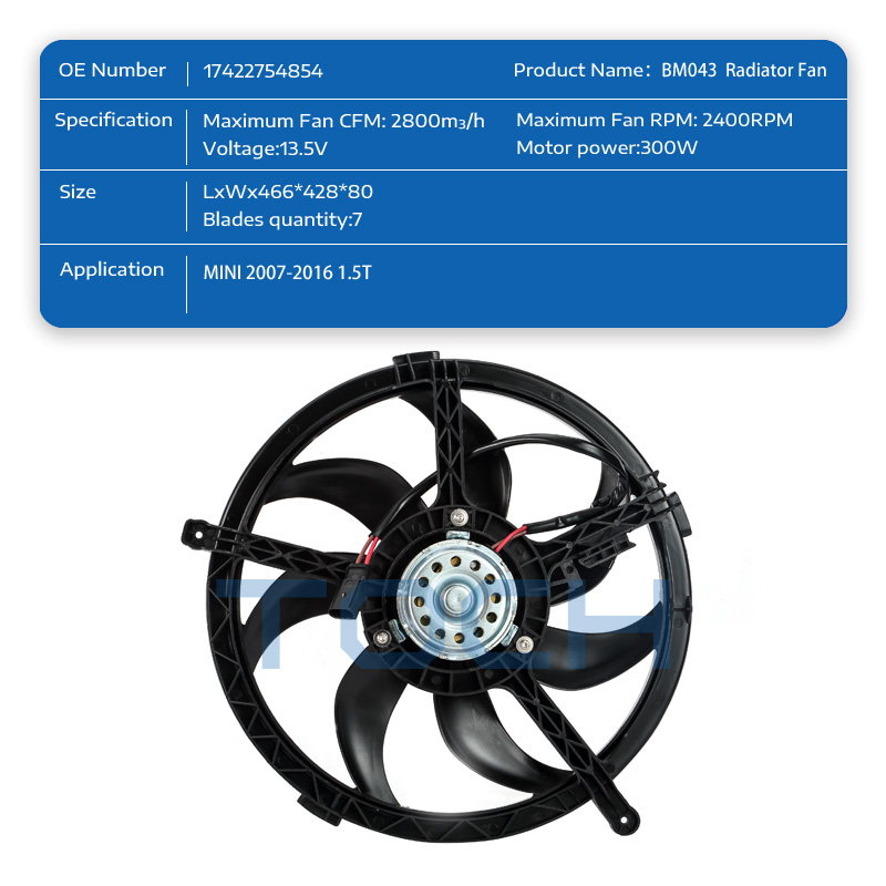 Cooling Parts Auto Cooling Fan Wheel Without Resistor 17422754854 For MINI 2