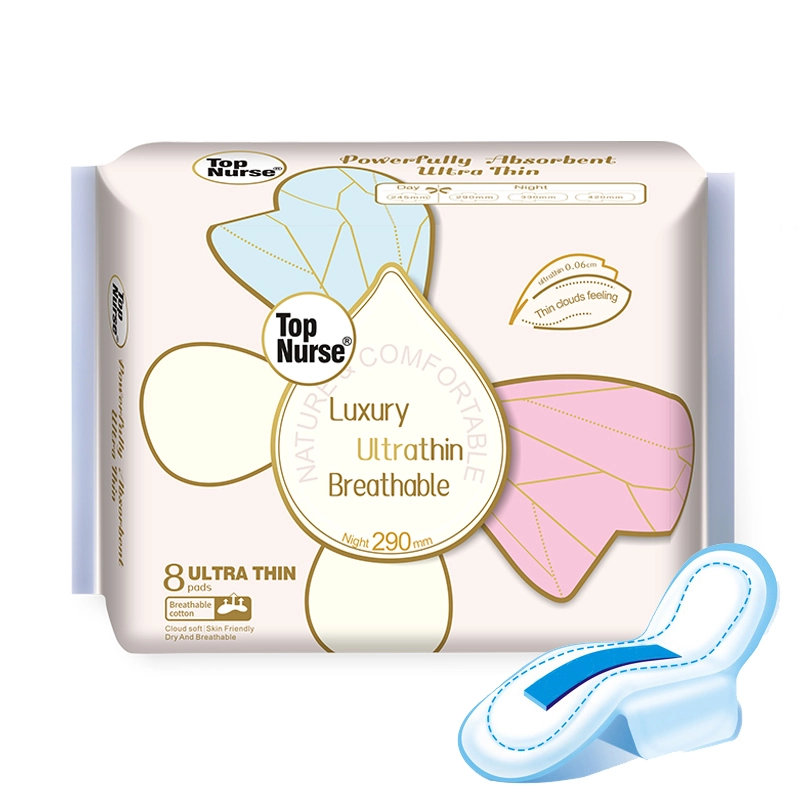 Ultra-thin Breathable Womens 100% Cotton Compostable Sanitary Napkin 1