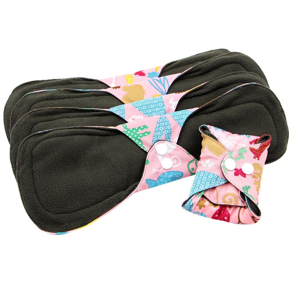 Eco Friendly Bamboo Reusable Pads Menstrual Women Waterproof Printed Sanitary Pads Cotton 1