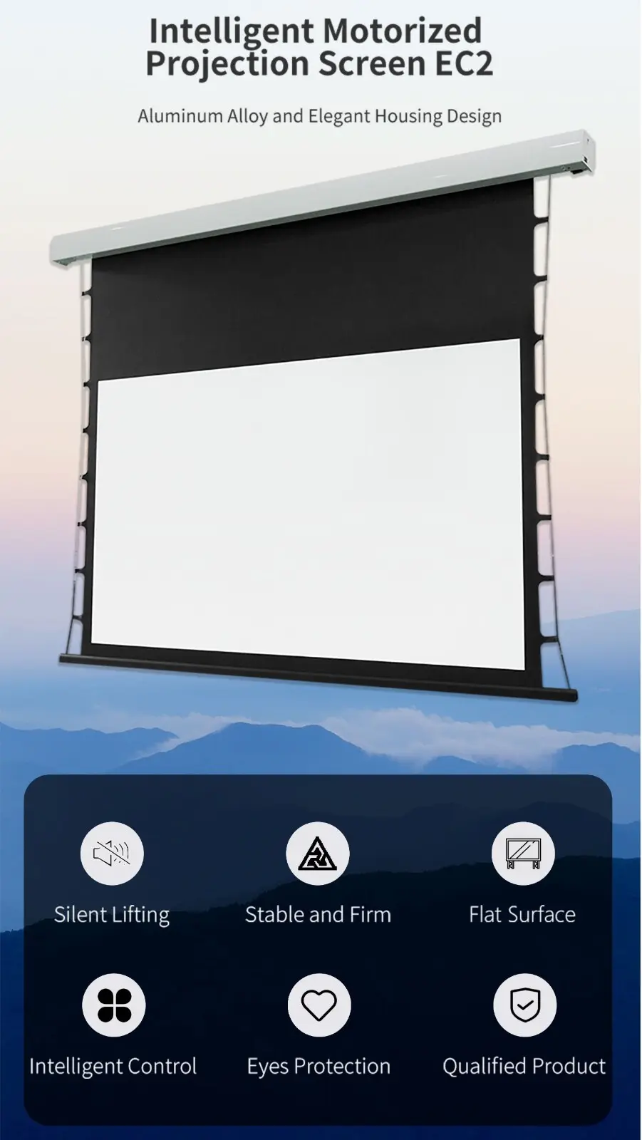 XY Screens fixed projector screen design for indoors 3