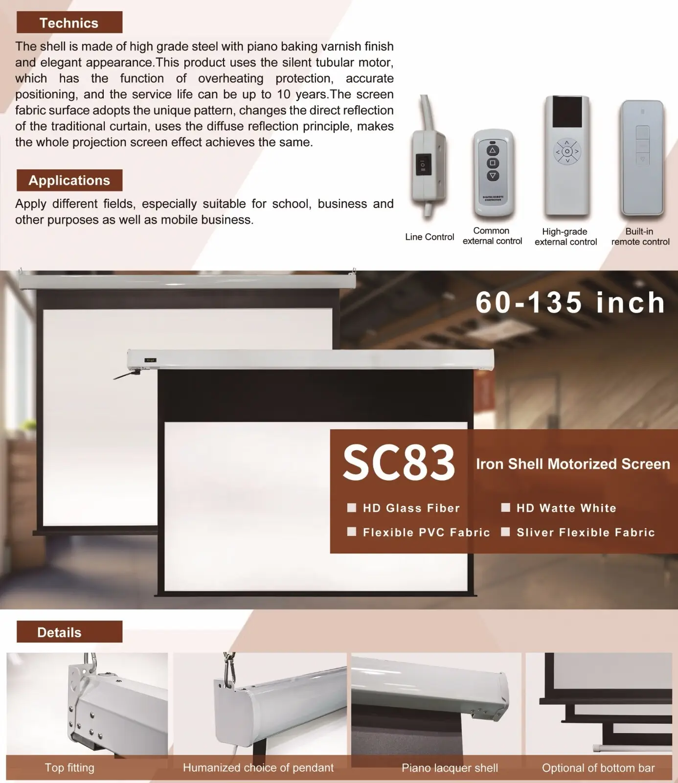 XY Screens motorized projector screen factory price for rooms1 2