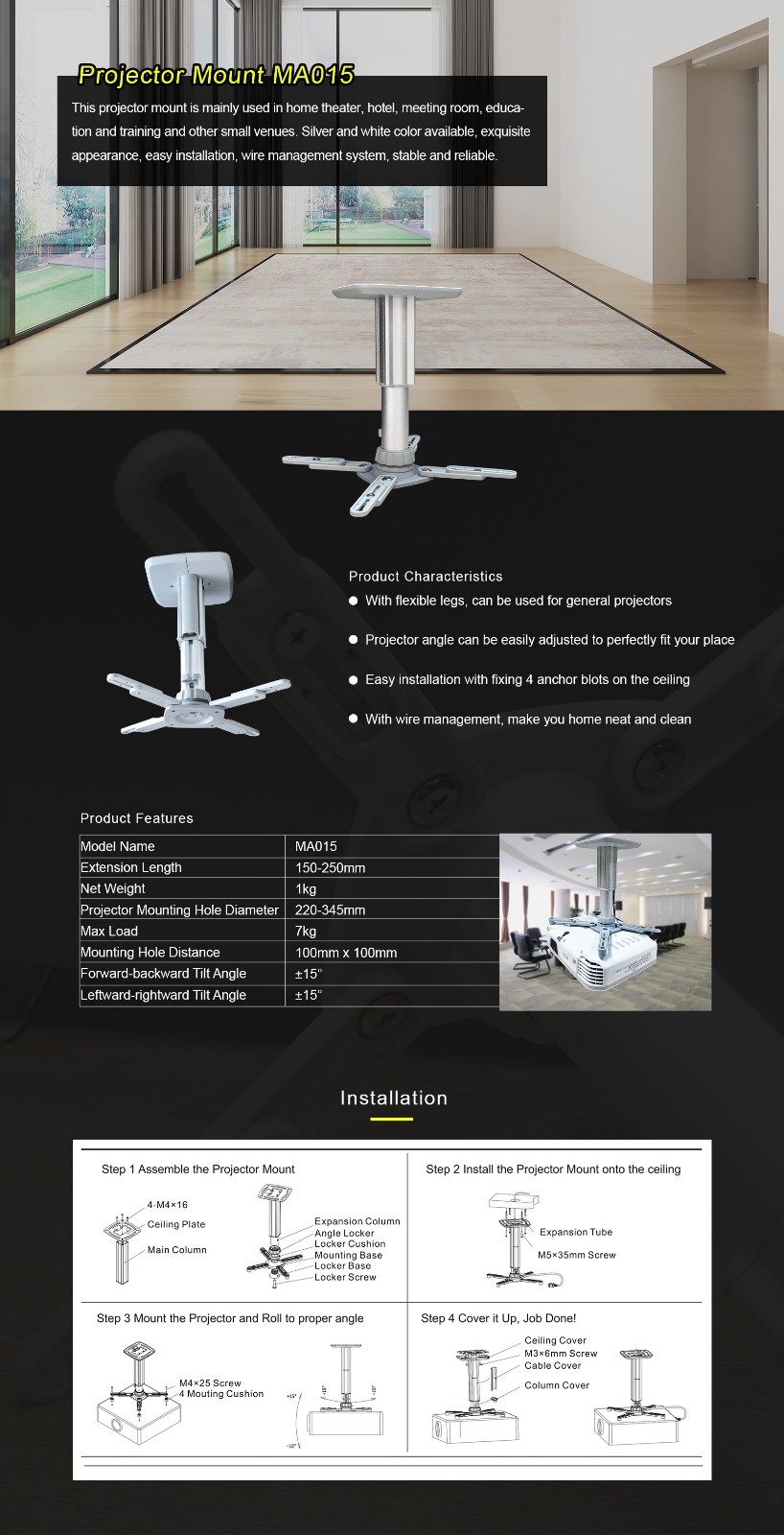ceiling video projector mount manufacturer for television 2