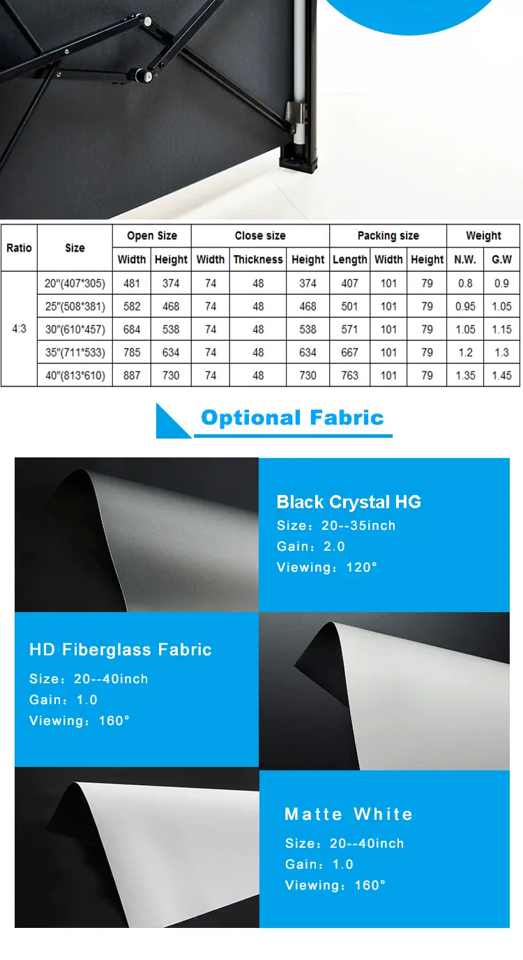 simple tabletop mobile tabletop projector screens equipment XY Screens 6