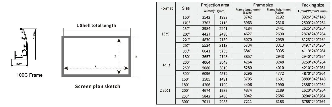 Custom projector hk100c projector screen price XY Screens fixed 4
