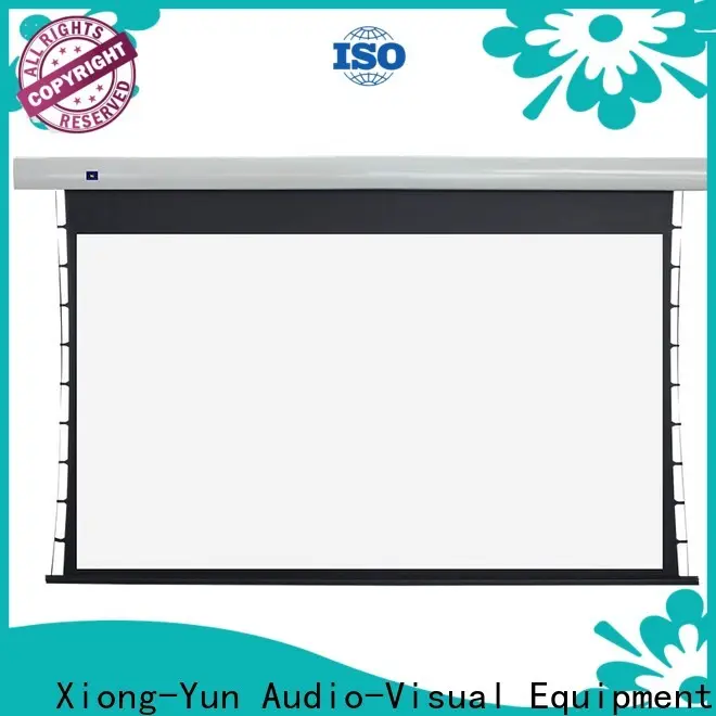 XY Screens rising tab tensioned projector screen personalized for indoors 1