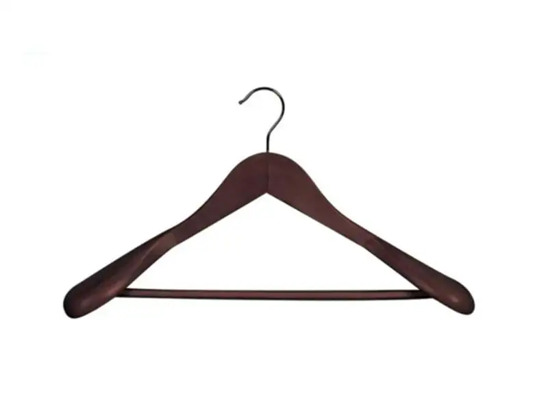 High-Grade Wooden Hanger For Suit , Wide Shoulder Wooden Hanger With Bottom Rail 1