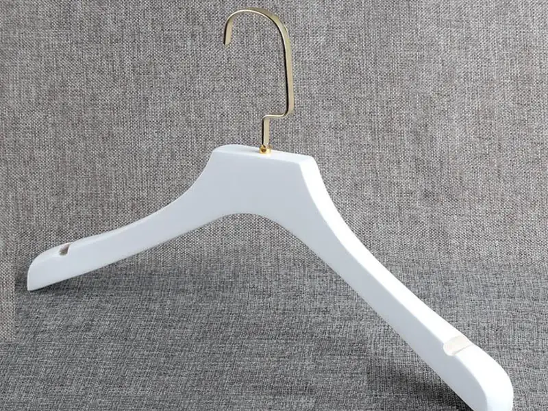 White Wooden Hanger With Gold Hook, Black Hook 1