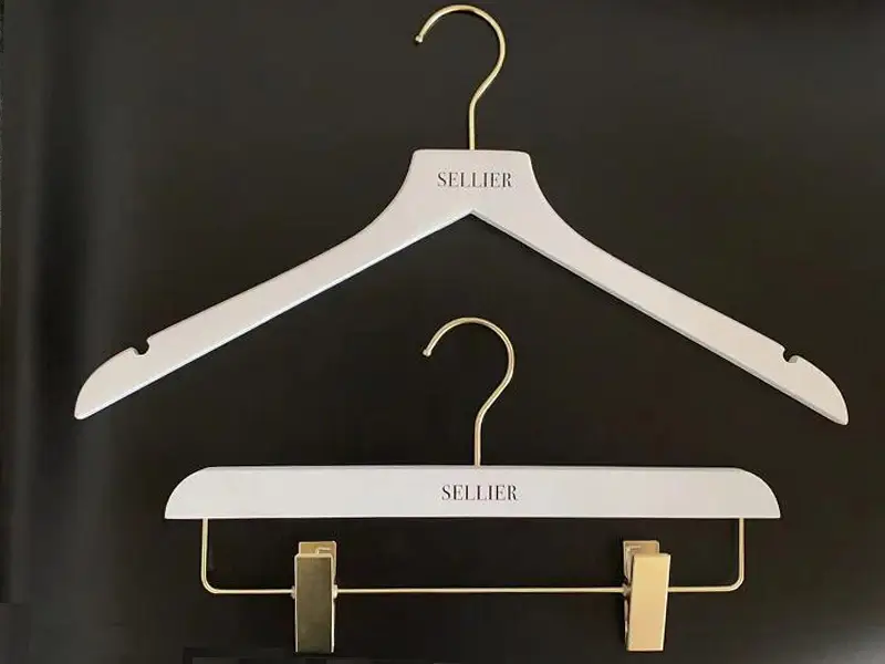 Customzied brand logo to Bottom hanger , Top Hanger for Clothes shop 1