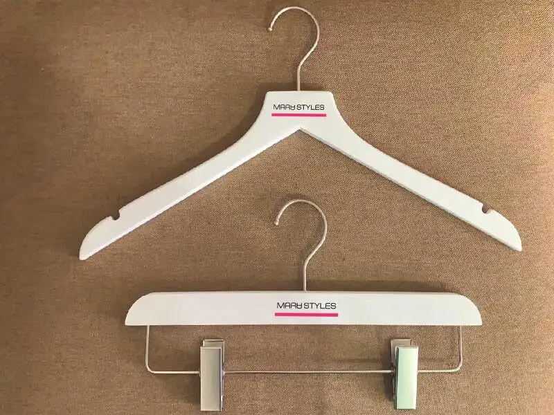 Custom brand white wooden hanger ,Top hanger ,Bottom hanger 1