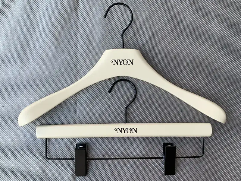 Luxury hanger with warm white color , Luxury hanger for high level clothes ,Beech wooden hanger 1