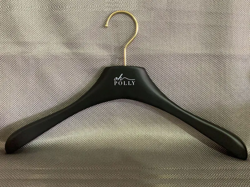 Black Wooden Hangers Wholesale Golden Metal - - LEEVANS 3