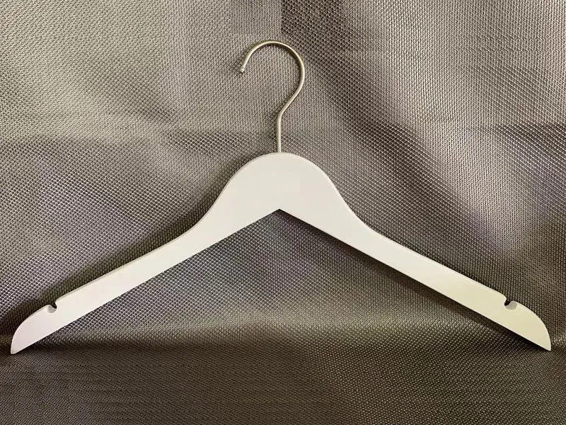 White Wooden Hangers with Clips Bottom Hanger by LEEVANS 4