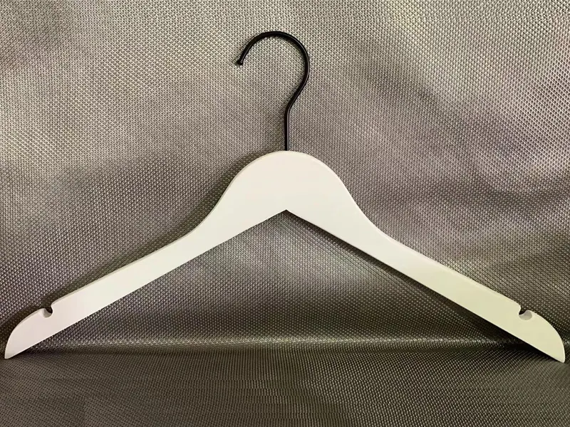 White Wooden Hangers with Clips Bottom Hanger by LEEVANS 6