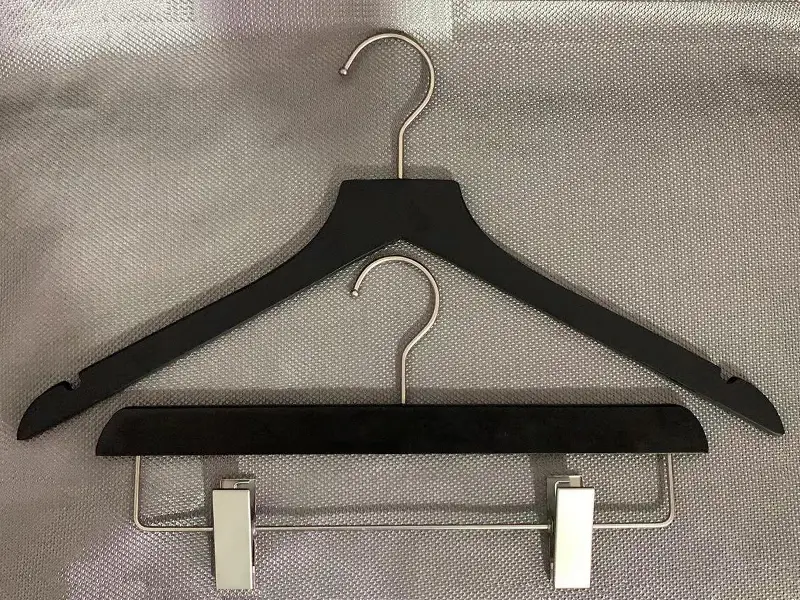 Exported wooden hanger in black , top hanger and pants hanger 1
