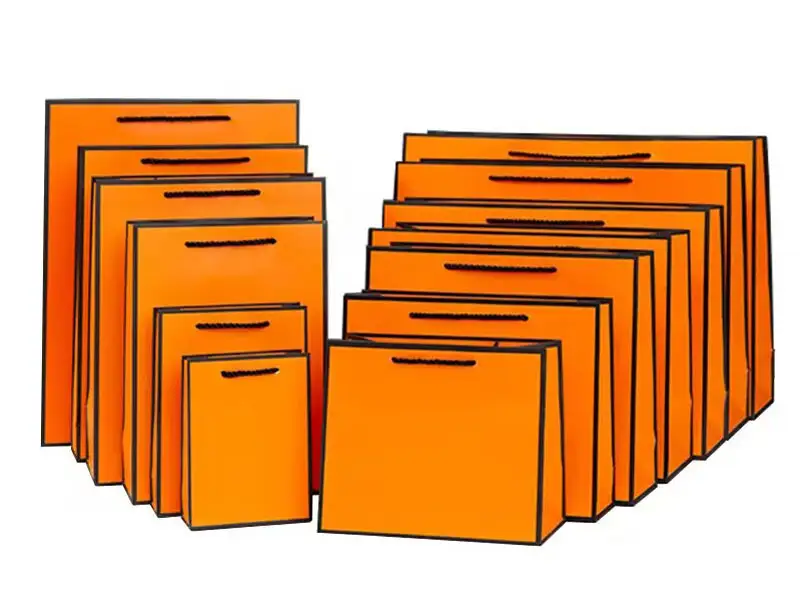 Paper bag with custom logo , Orange color bag 1
