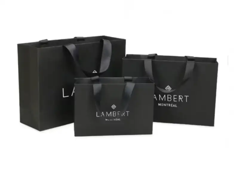 Black paper bag and black handle ribbon , All black bag 1