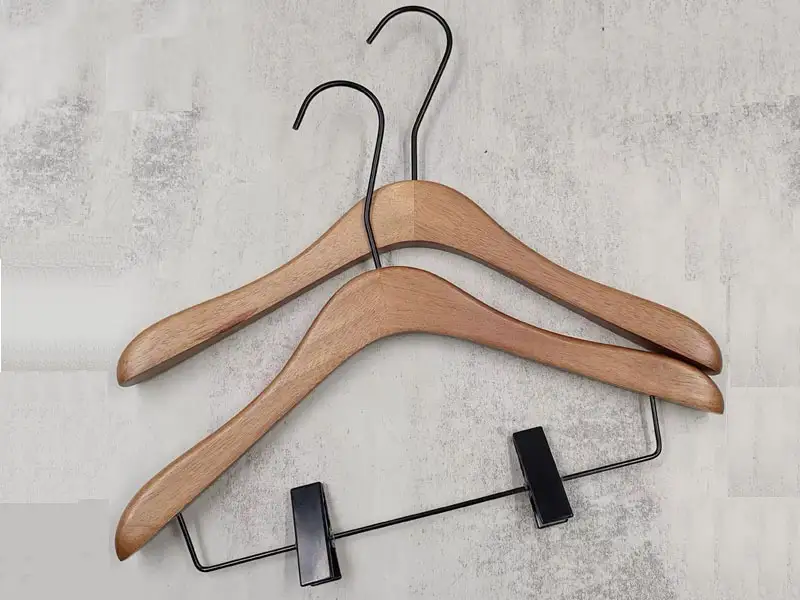 Walnut wooden hanger with black or silver metals  ,custom hanger 1