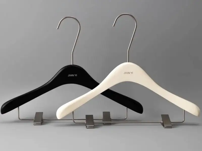 Round head wooden hanger with clips ,hanger with clips for clothes 1