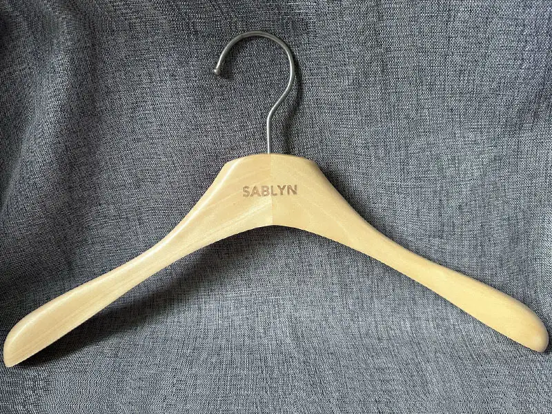 Custom natural wooden hanger in wide shoulder 1