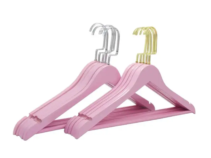 Customized pink wooden hanger for clothes 1