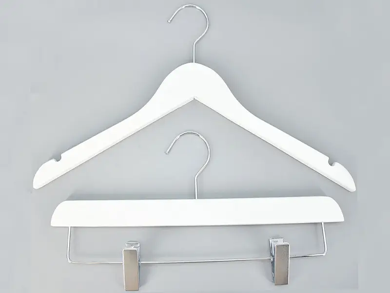 Custom matt white wooden hanger 1