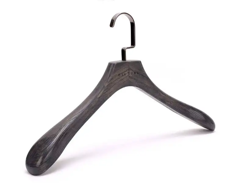 Brown Wooden Hangers Customized Brand Coat Hanger in Wooden by LEEVANS 2