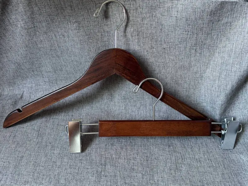 Good quality brown walnut wooden hanger 1