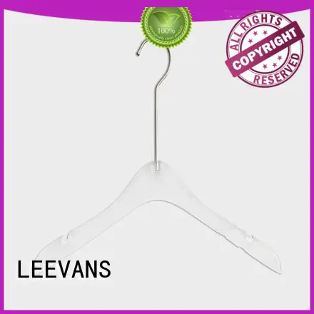 LEEVANS custom acrylic hangers with gold hook lucite for casuals 1