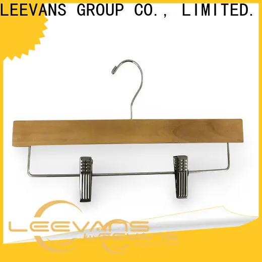LEEVANS New wooden pants hangers with clips factory for trouser 1