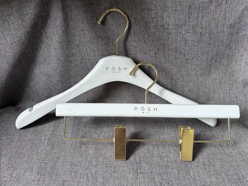 High quality beech wooden hanger painted white color 1