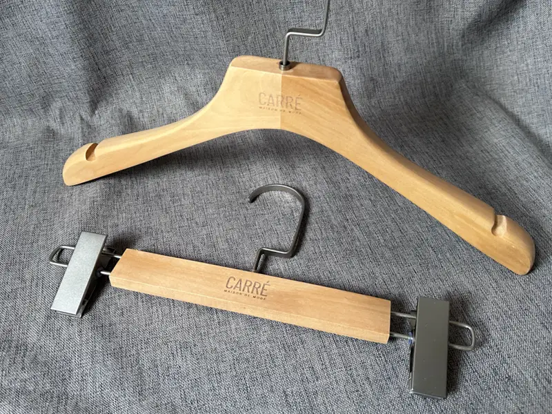 Normal wooden hanger with custom brand logo 1
