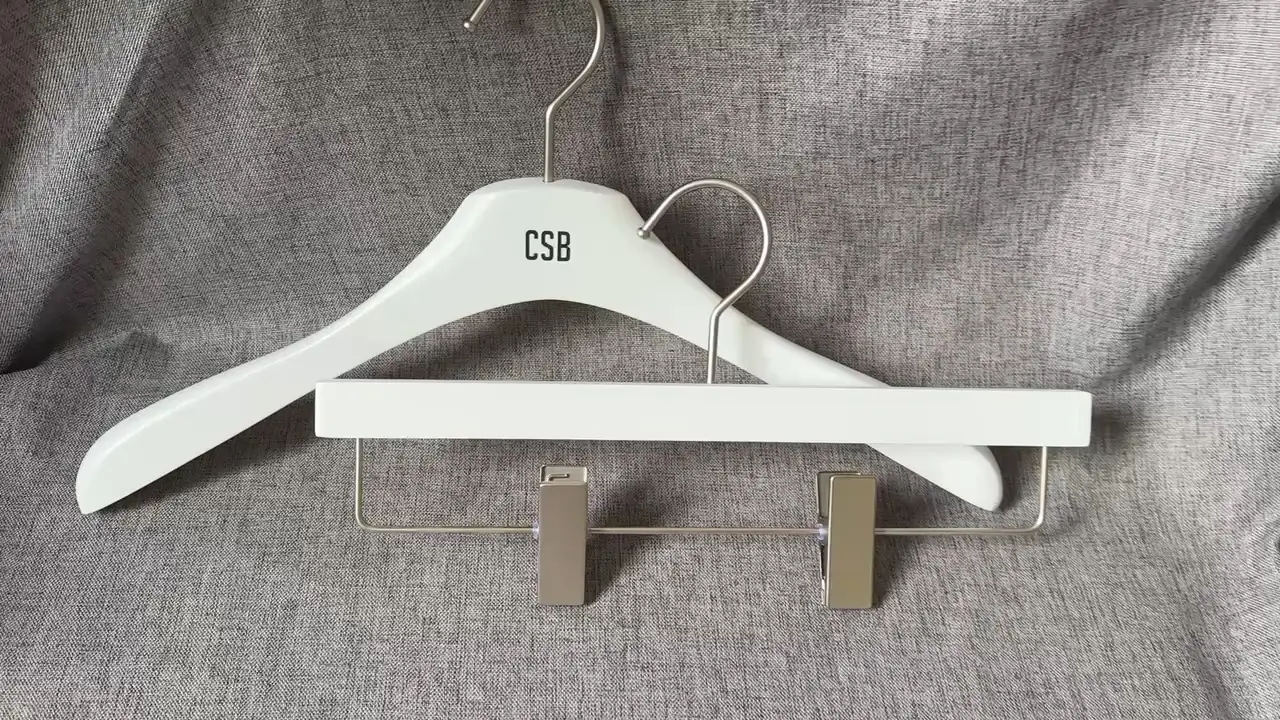 Matt white luxury wooden hanger for dressing and coat 1