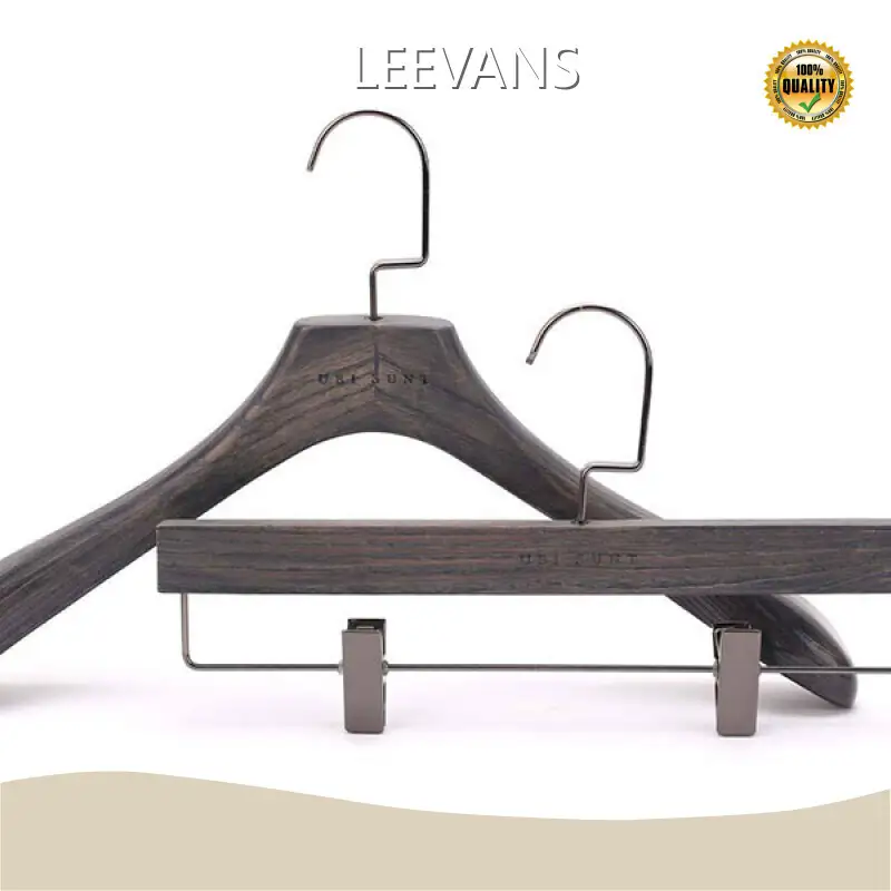 Brown Wooden Hangers Customized Brand Coat Hanger in Wooden by LEEVANS 1