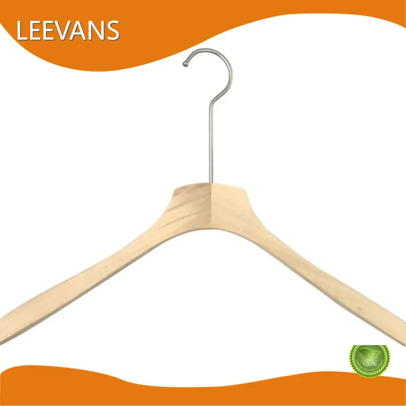 For Chain Clothing Stores Custom Wood Hangers with Logo Nickel Hook with Size 13.5cm by LEEVANS 1