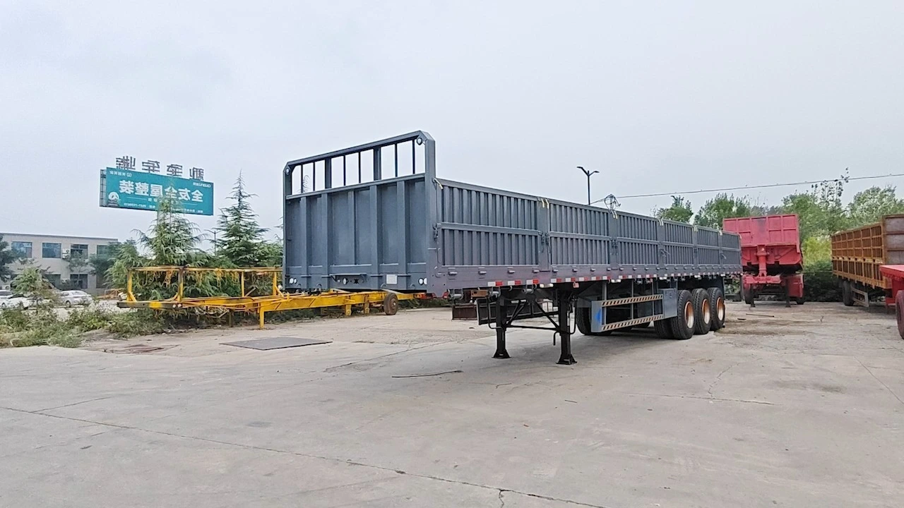 3 Axle Side Wall Flatbed Semi Trailer 40FT 60 Ton 1
