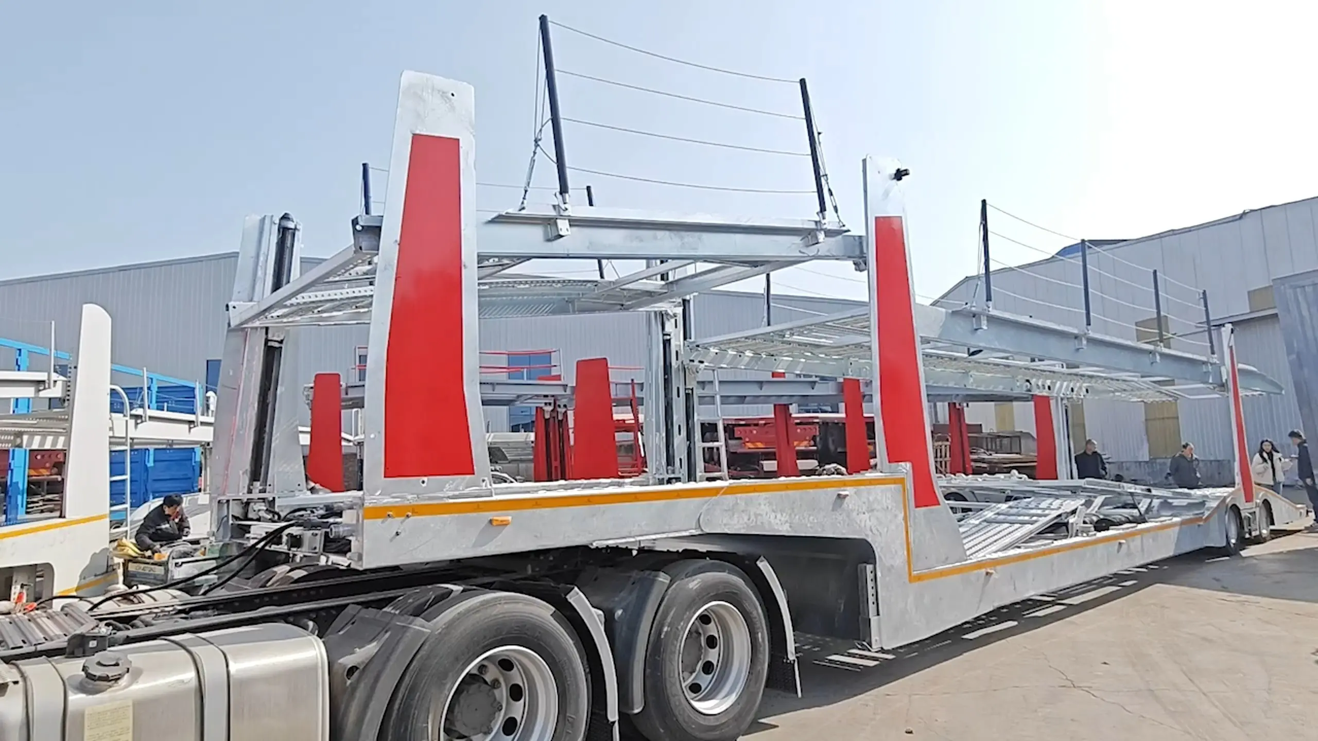 Galvanized Car Carrier Semi Trailer With Hydraulic Lifting Multi Layer Design 1