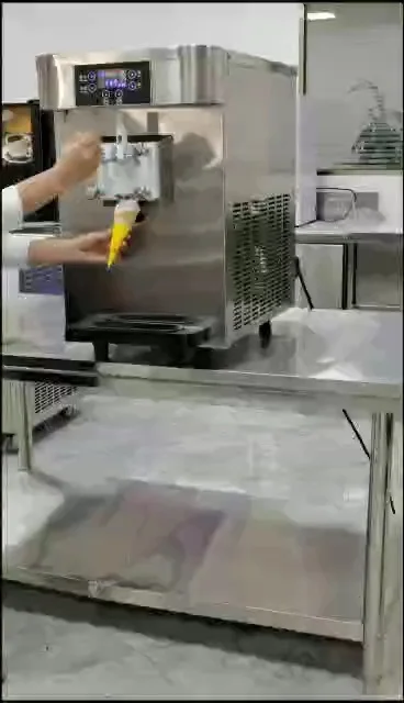 Professional Triple Head Soft Serve Ice Cream Machine - 3 Flavors Simultaneously, Energy Efficient 1
