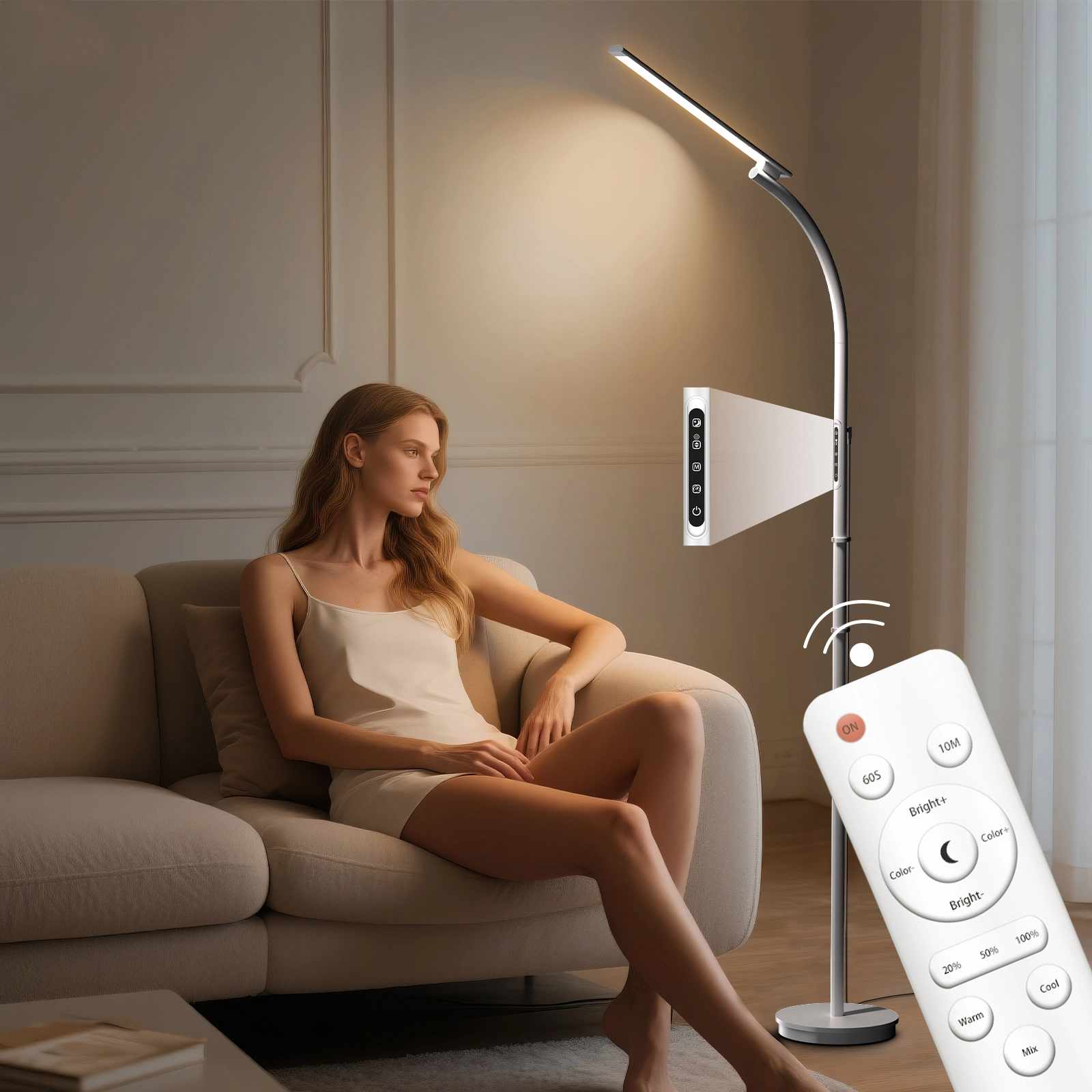 10000 Lux Full‑Spectrum Therapy Lamp with 5 Brightness Levels and 2‑in‑1 Retractable Floor Design 1