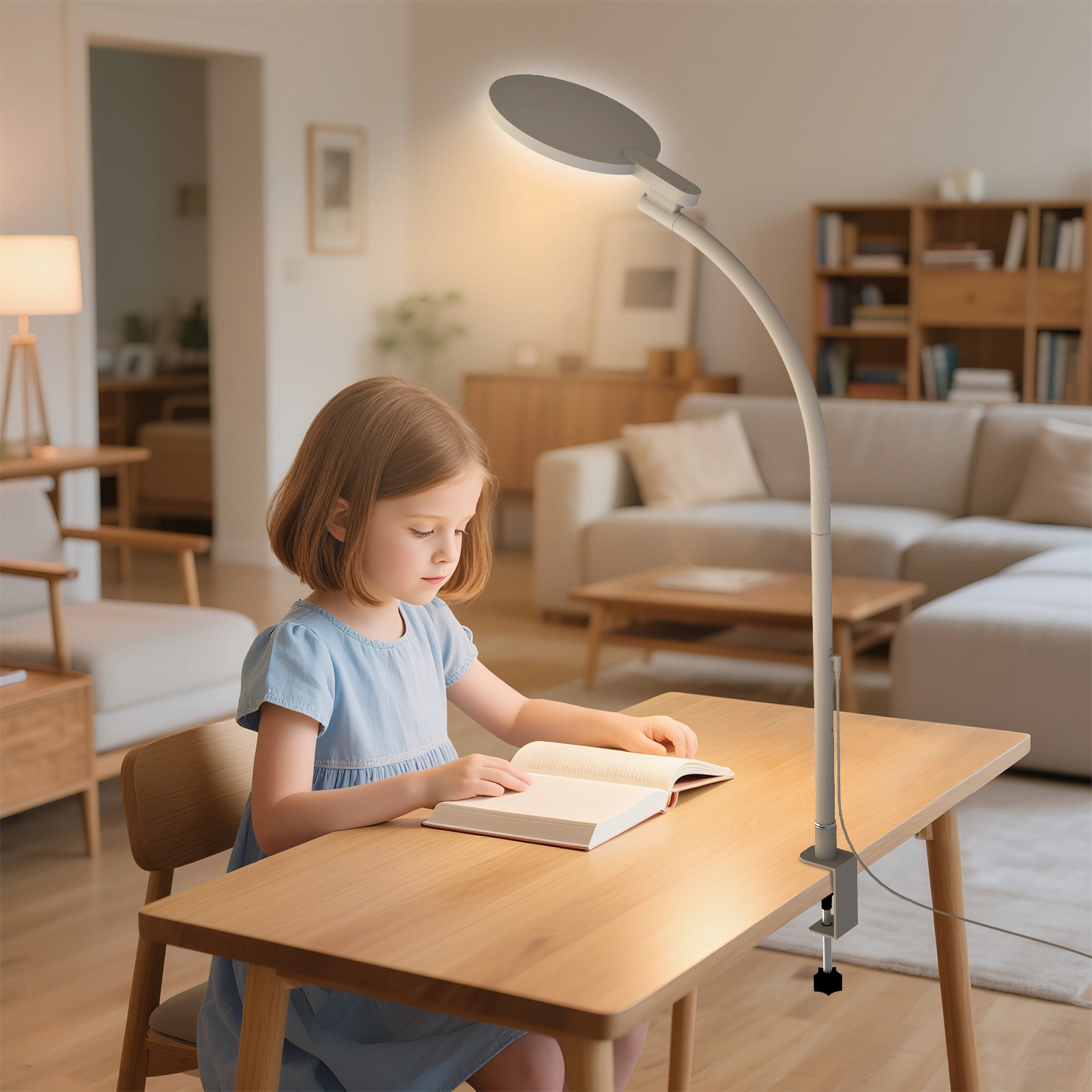 10000 Lux UV‑Free LED Therapy Lamp with 5 Color & Brightness Settings and Flexible Gooseneck 1
