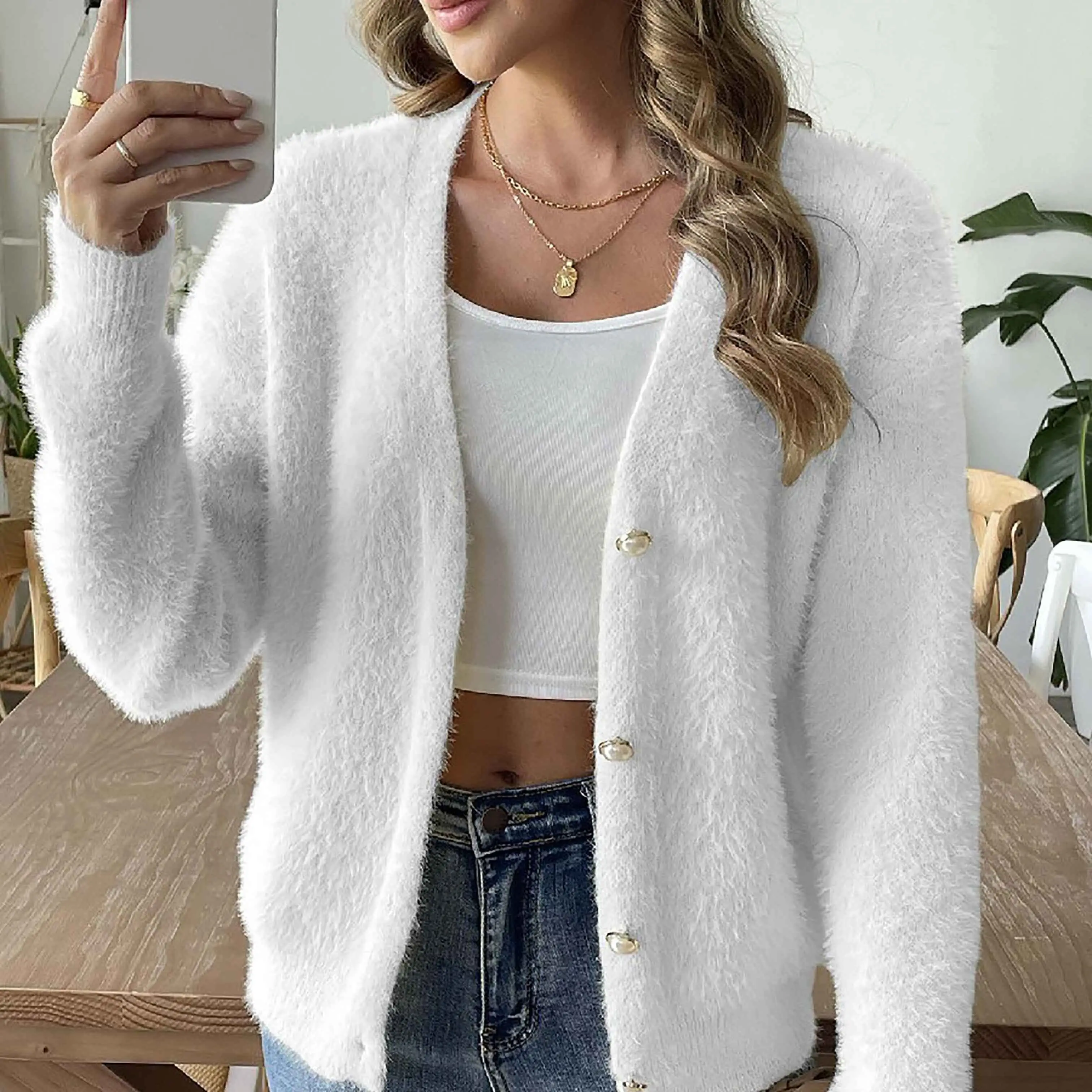 Ladies Black Cardigan Sweater New Arrival for Home 3