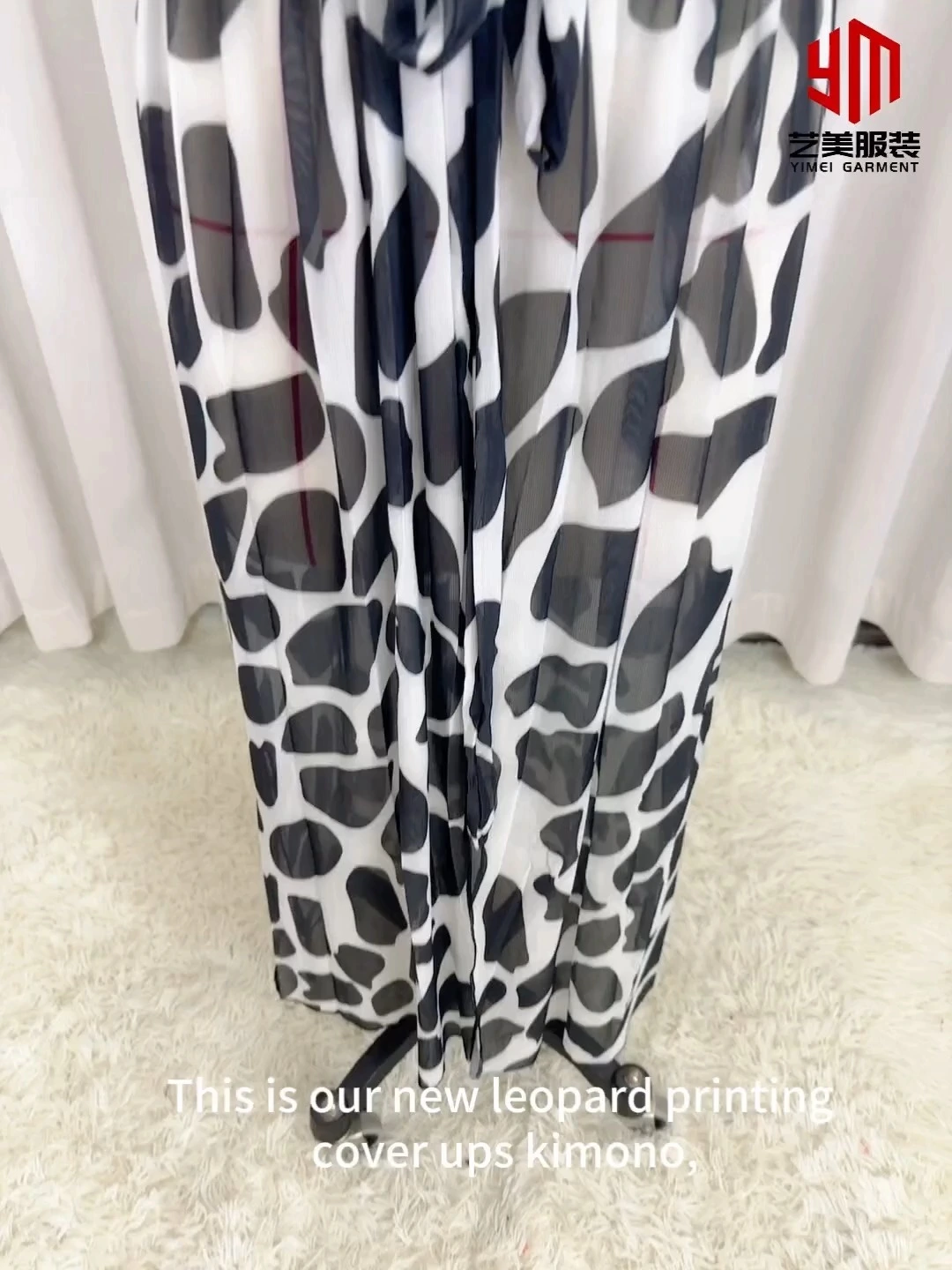 Cardigan de plage à manches chauve-souris pour femmes, imprimé léopard, taille nouée, imprimé personnalisé, en maille, kimono 1