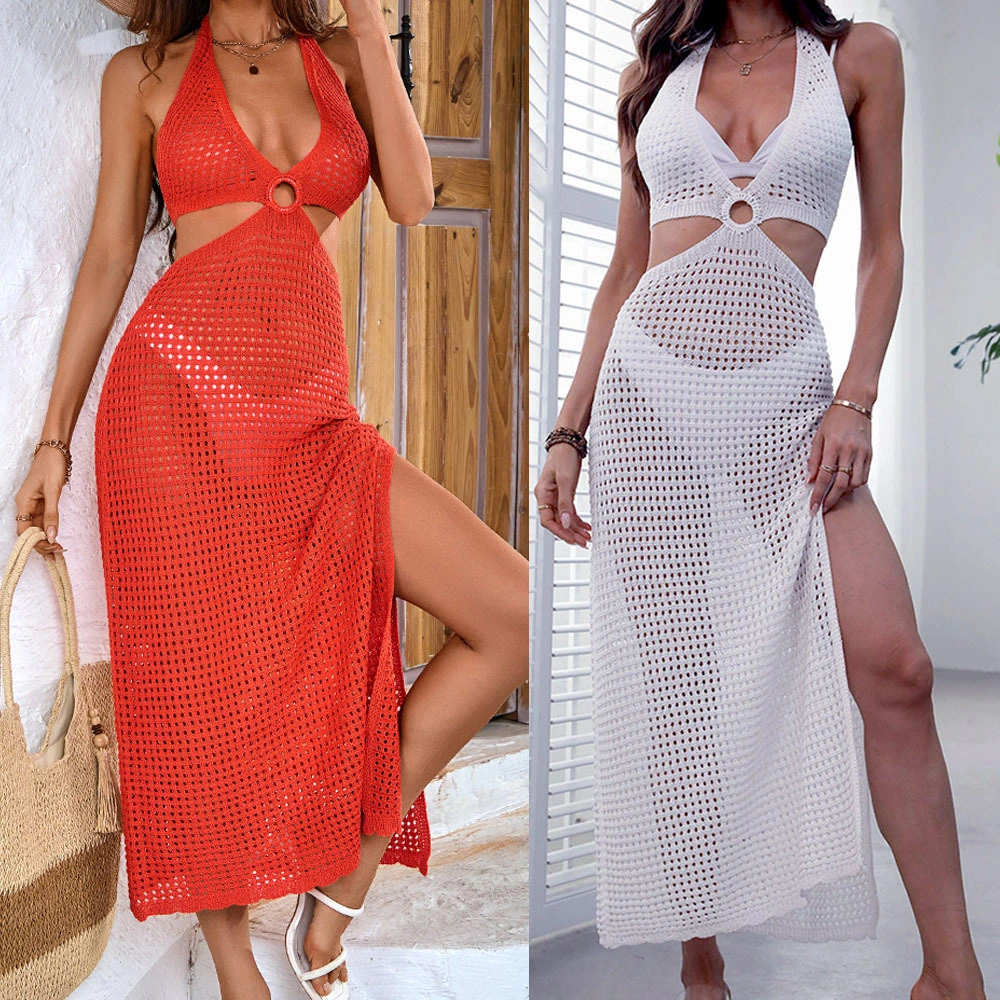 Wholesale Sexy High Slit Beach Maxi Dresses Circle Strap Bikini Cover Ups & Resort Wear Customizable Factory Direct 1