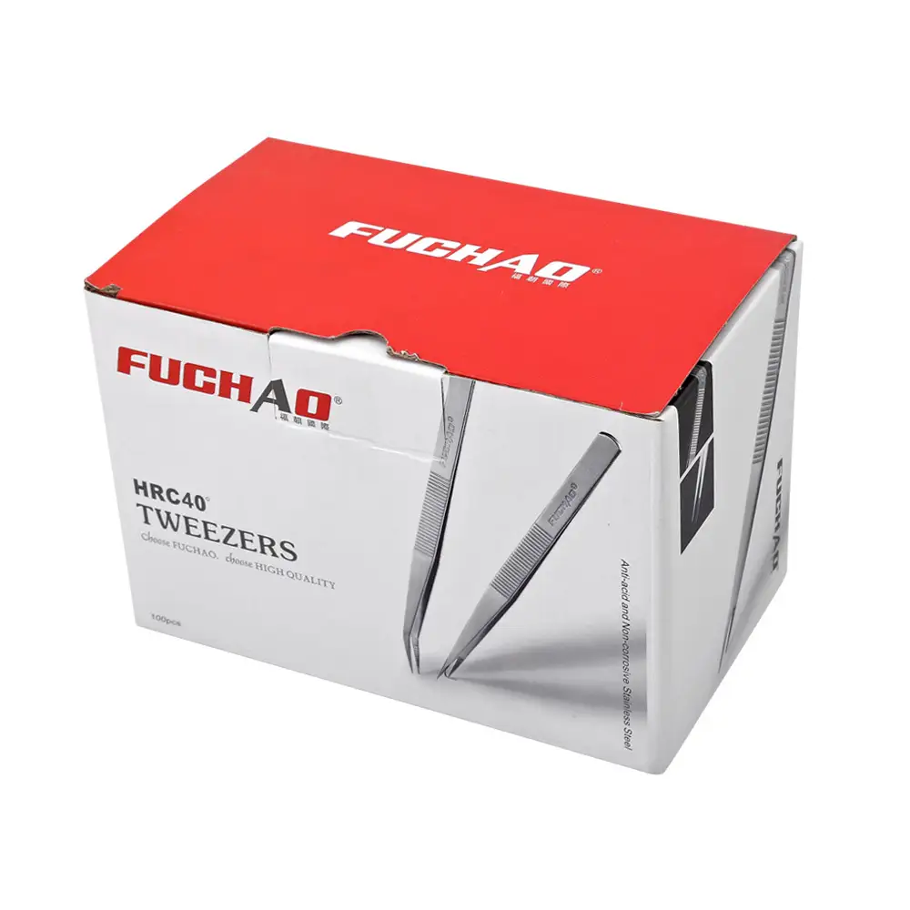 Fuchao curved stainless tweezers TWE6-BLACK 1