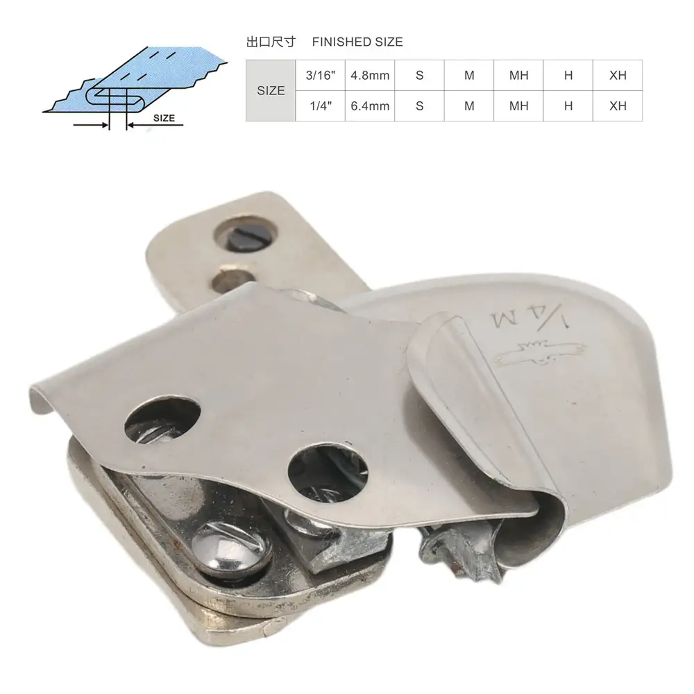 Golden eagle high-quality folder y-125 lap seam folder for  Yu Ren chain stitch feed-off arm machine folder  FCLT-Y-125-3-16-S M XH 1/4-MH;1/4-M;1/4-H;1/4-XH 1