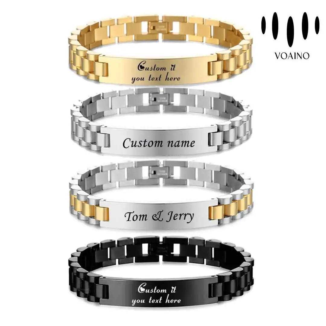 Fashion Custom Logo Strap Chain Bracelet 2.0-20.0ct 18k/14k/9k/Pt950/S925 1