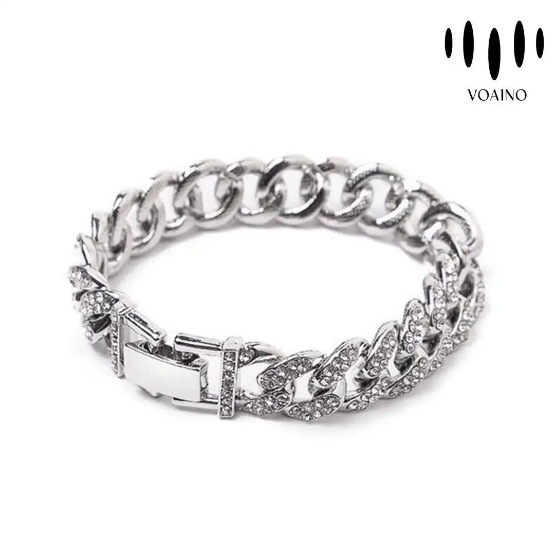 Diamond Studded Cuban Chain Bracelet 2.0-20.0ct 18k/14k/9k/Pt950/S925 1