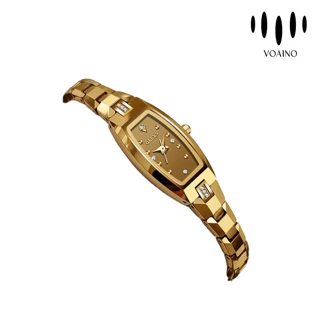 Small Diamond Square Hip Hop Watch with Gold Bracelet3 1