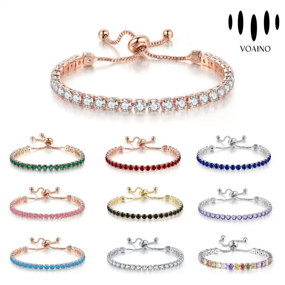 Round Shape 4mm CZ Tennis Bracelet Adjustable Fashion Jewelry 2.0-20.0ct 18k/14k/9k/Pt950/S925 1