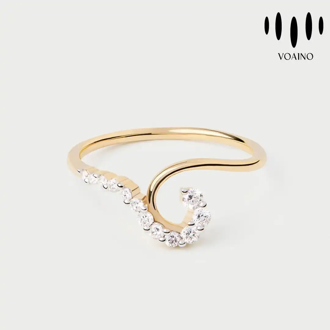 Delicate Crescent Diamond Ring with Sterling Silver Band 0.5-5.0ct 18k/14k/9k/Pt950/S925 1
