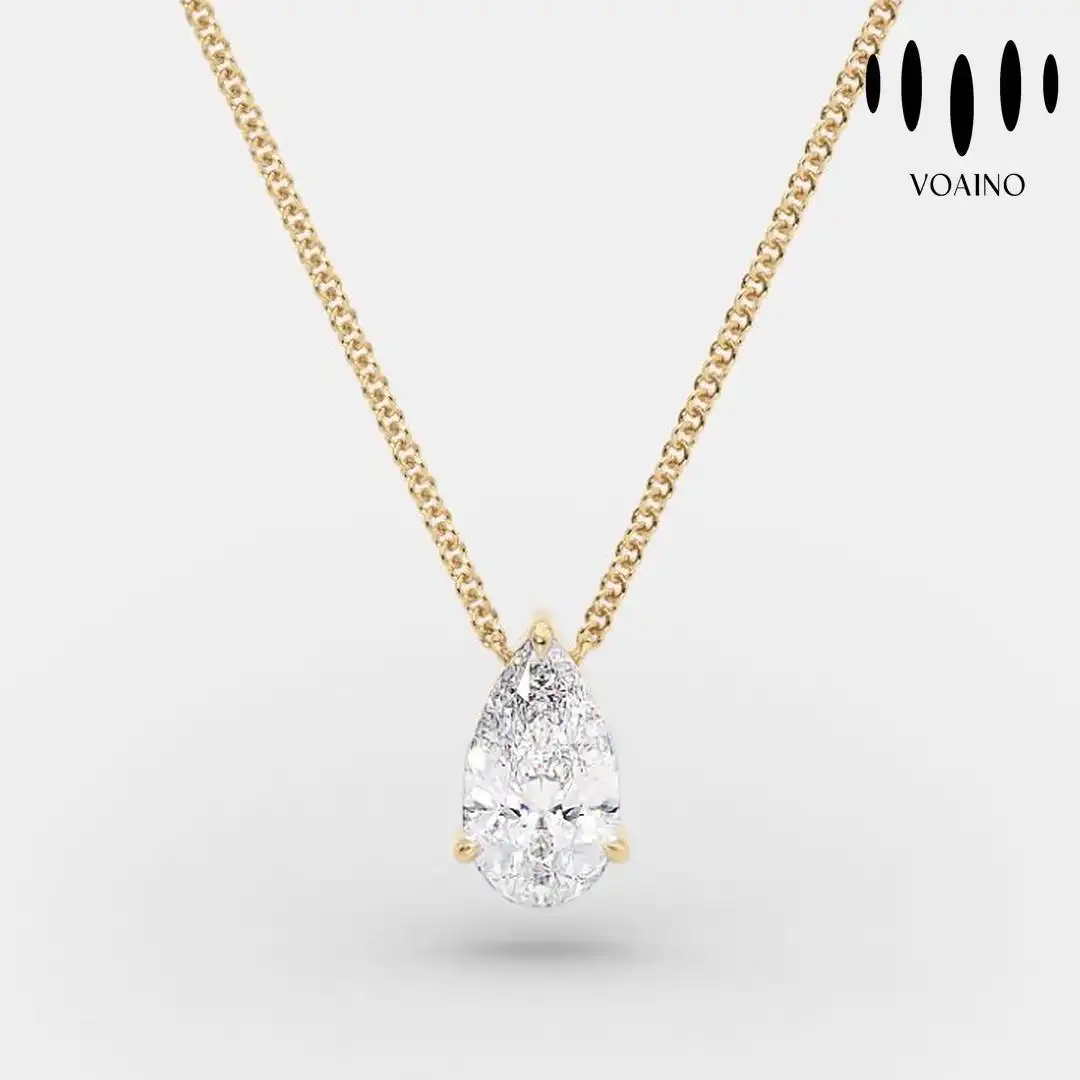 Pear Shaped Lab Diamond Pendant Necklace 0.5-5.0ct 18k/14k/9k/Pt950/S925 1